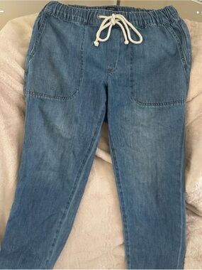 J. Crew Light Blue Denim Ankle Crop Jeans with Drawstring